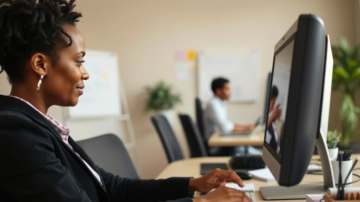 Professional learning office and administrative skills in a modern workspace