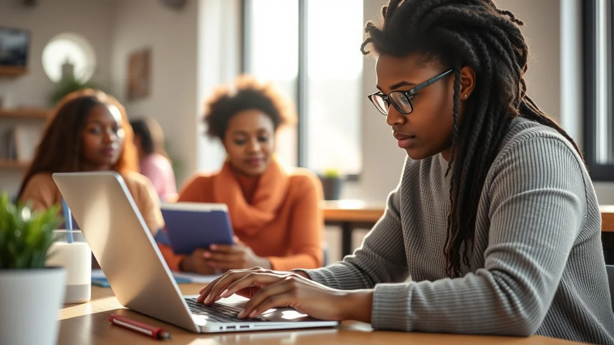 Person learning privacy and data protection awareness in a modern educational setting
