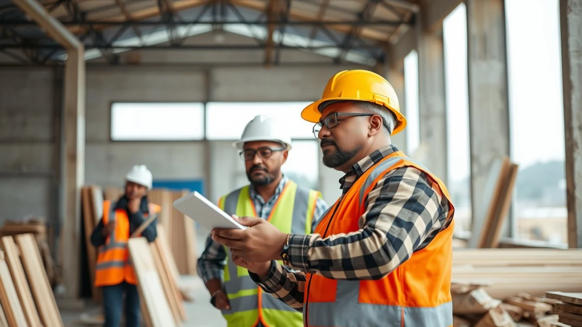Person learning quality control for finishing and fittings in a modern educational setting