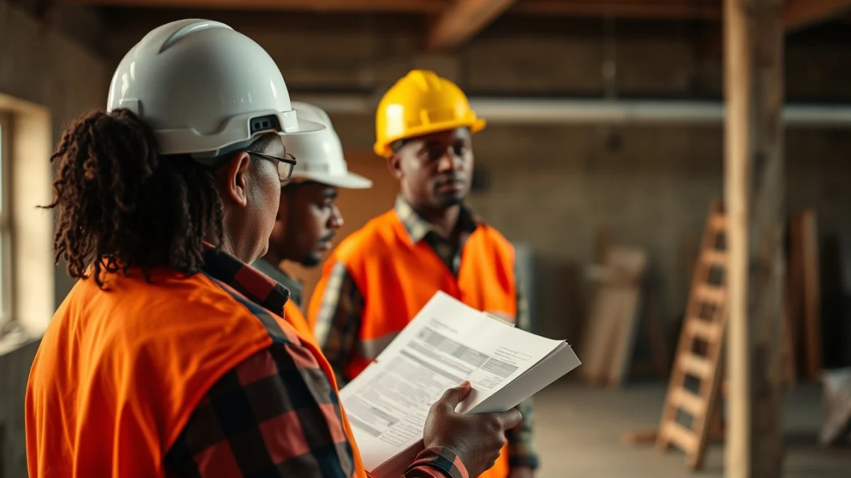 Person learning reading and interpreting construction drawings in a modern educational setting