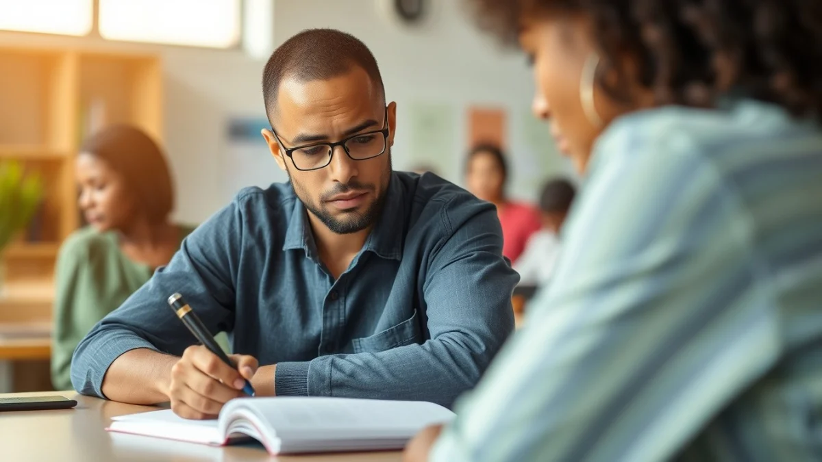Learner studying caregiving skills in a professional training environment