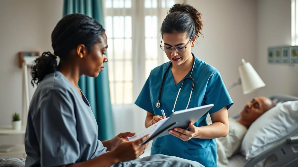 Learner studying caregiving skills in a professional training environment