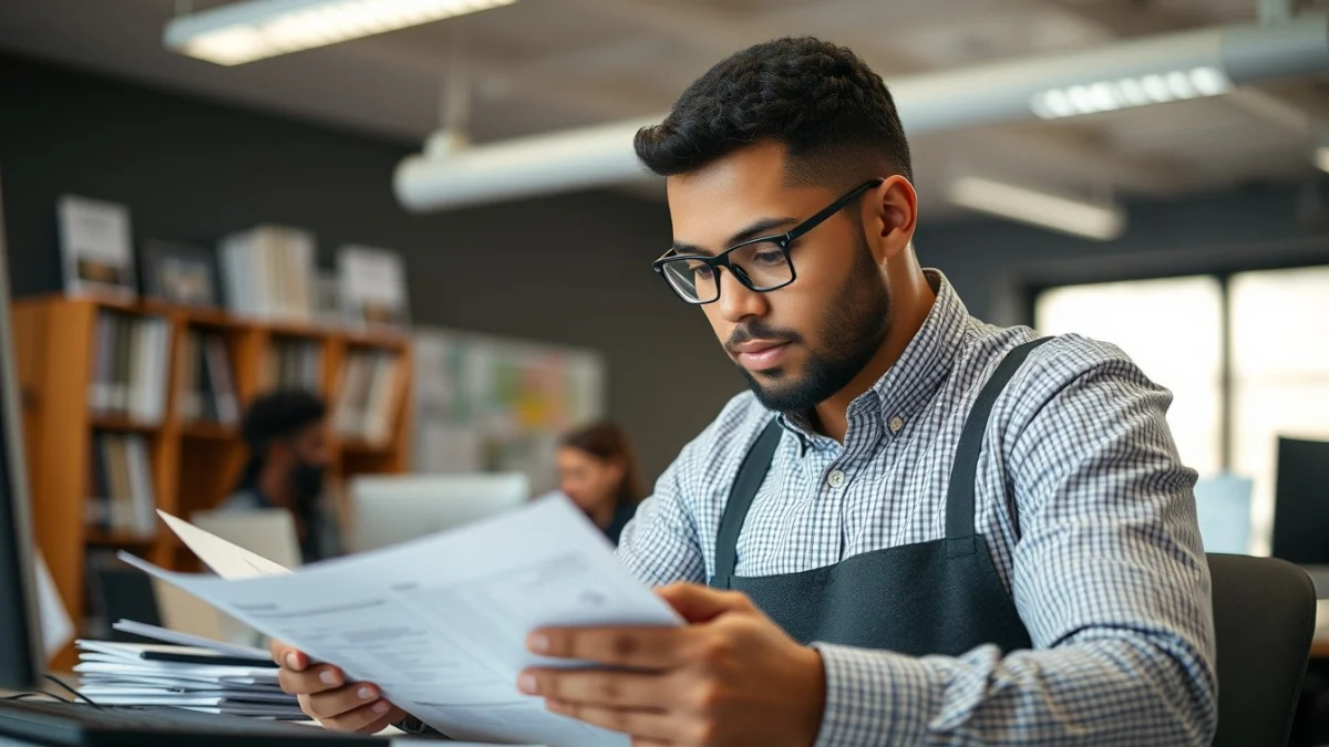 Person learning reconciling payments against invoices in a modern educational setting