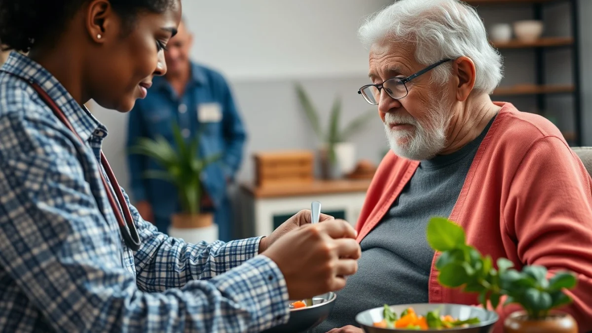 Learner studying caregiving skills in a professional training environment