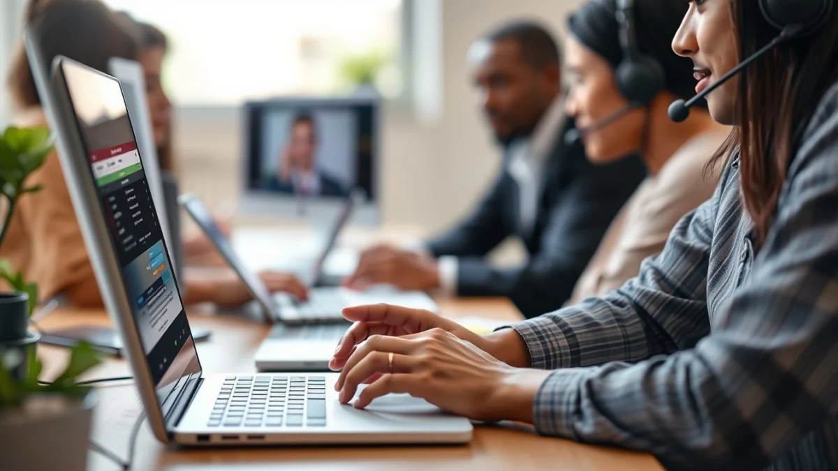 Person learning remote support software basics in a modern educational setting