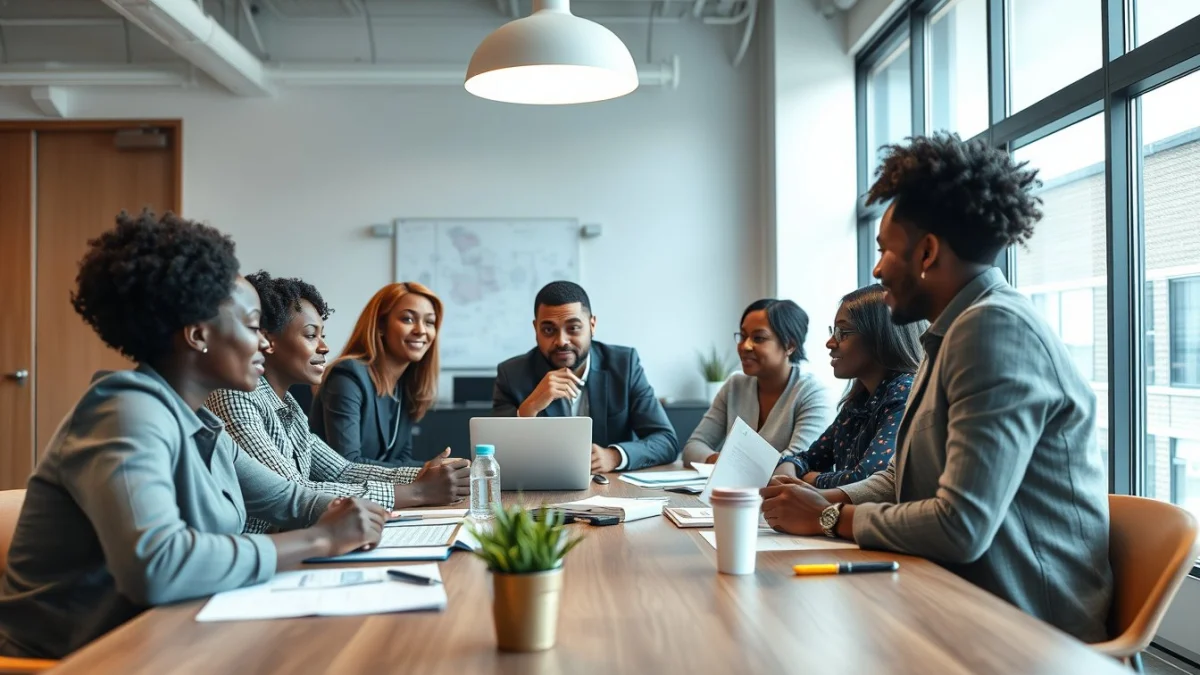 Person learning business skills in a clean modern workspace
