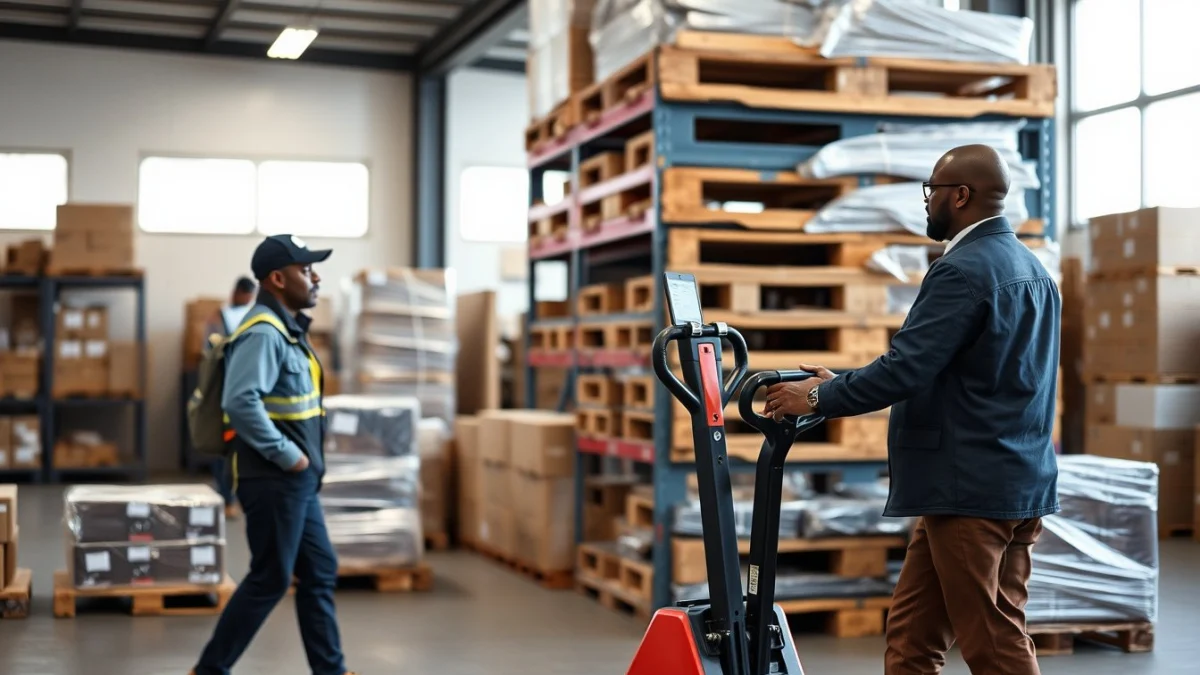 Person learning role and importance of a stock clerk in logistics in a modern educational setting