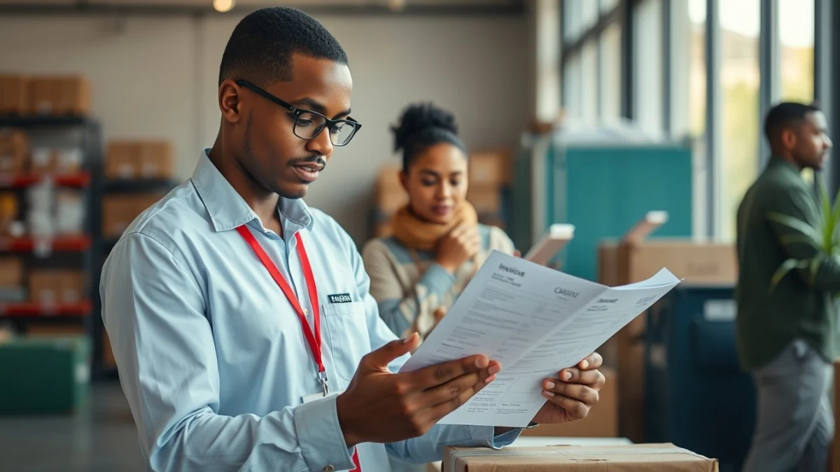 Person learning role and responsibilities of a customs clearance assistant in a modern educational setting