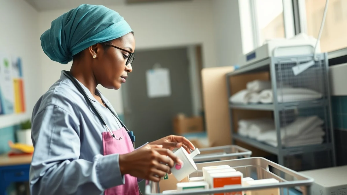 Learner studying caregiving skills in a professional training environment