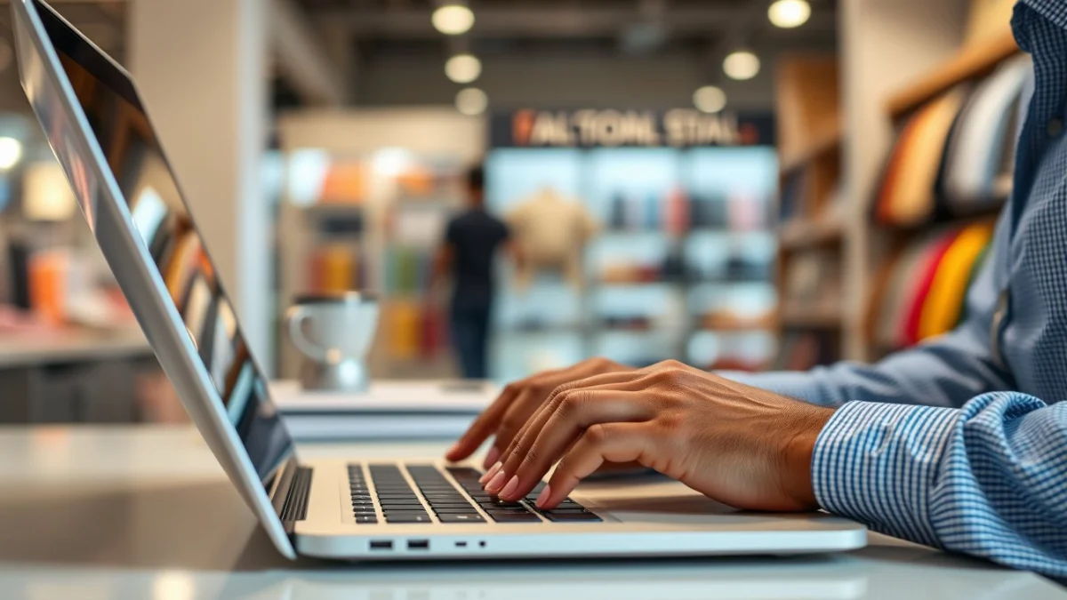 Person learning artificial intelligence skills on a laptop in a modern workspace
