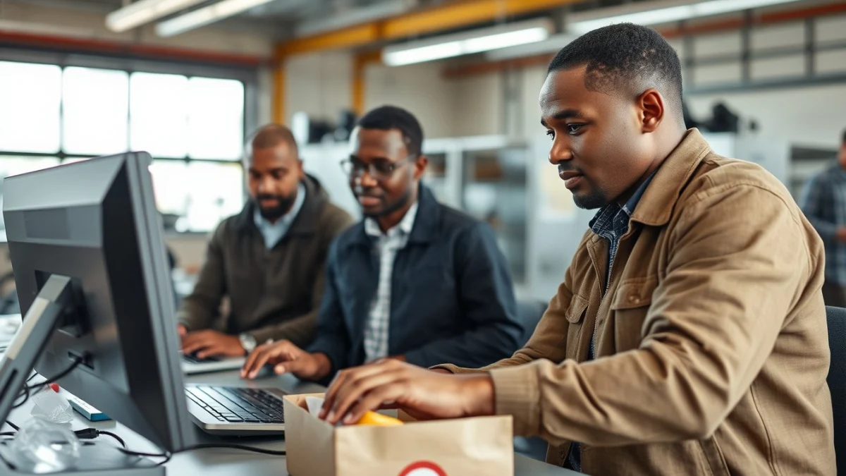 Person learning artificial intelligence skills on a laptop in a modern workspace