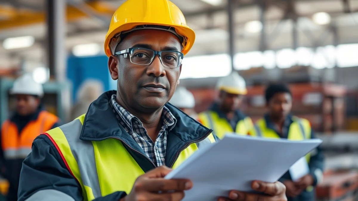 Person learning safety protocols for quality control inspectors in a modern educational setting