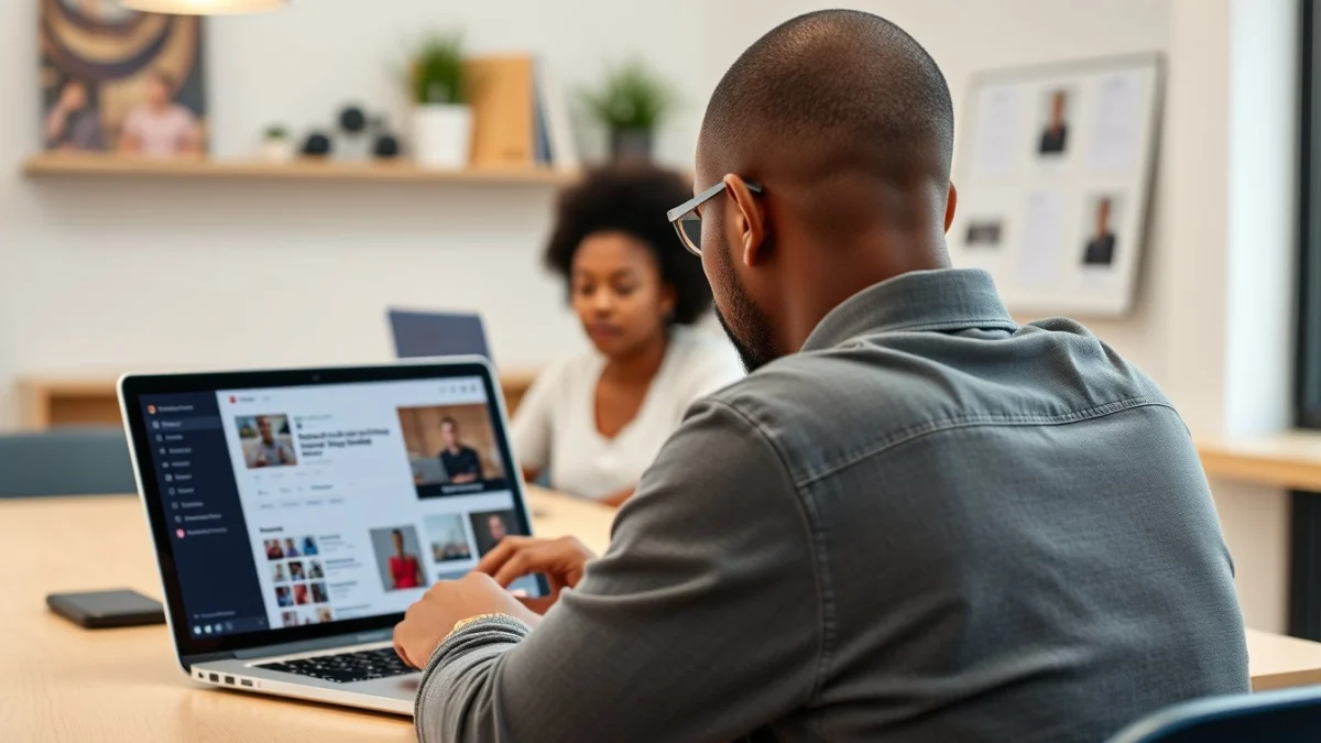 Person learning business skills in a clean modern workspace