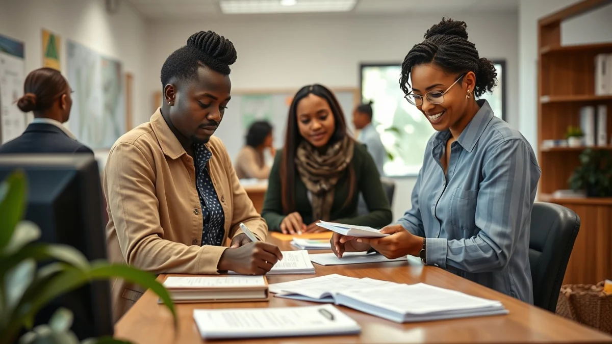 Person learning scheduling appointments for school staff in a modern educational setting