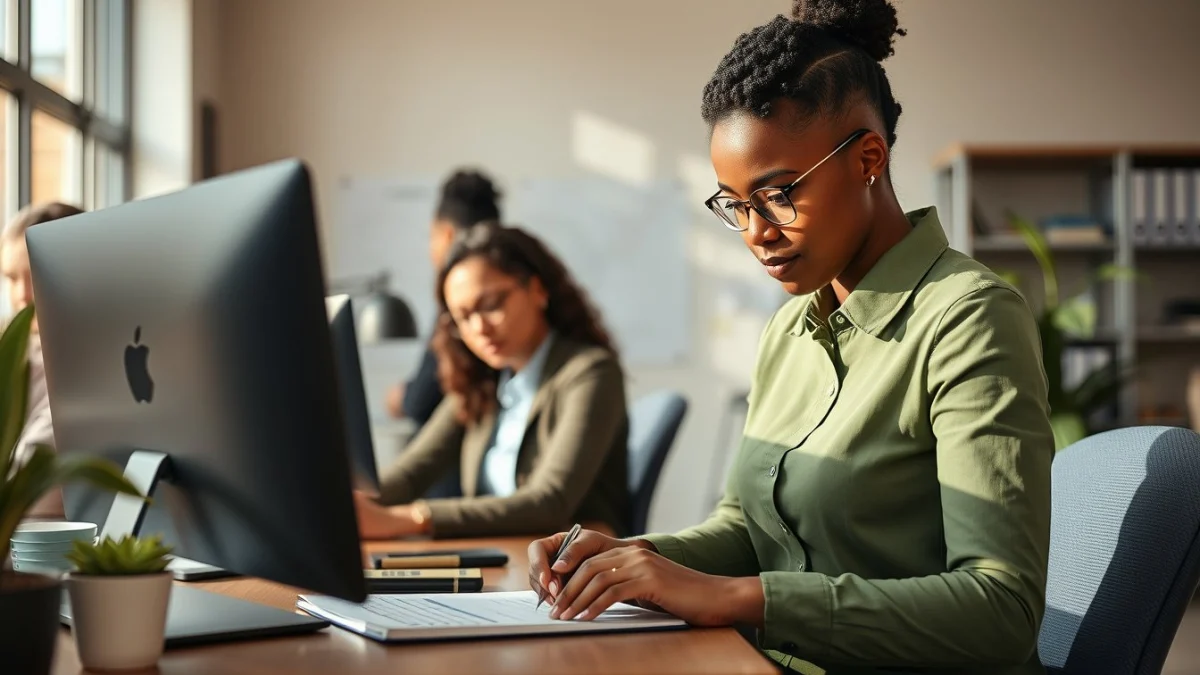 Person learning school receptionist salary in south africa guide in a modern educational setting