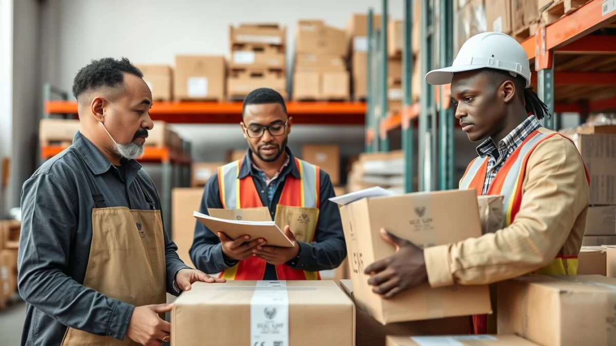 Person learning security procedures for goods in transit in a modern educational setting