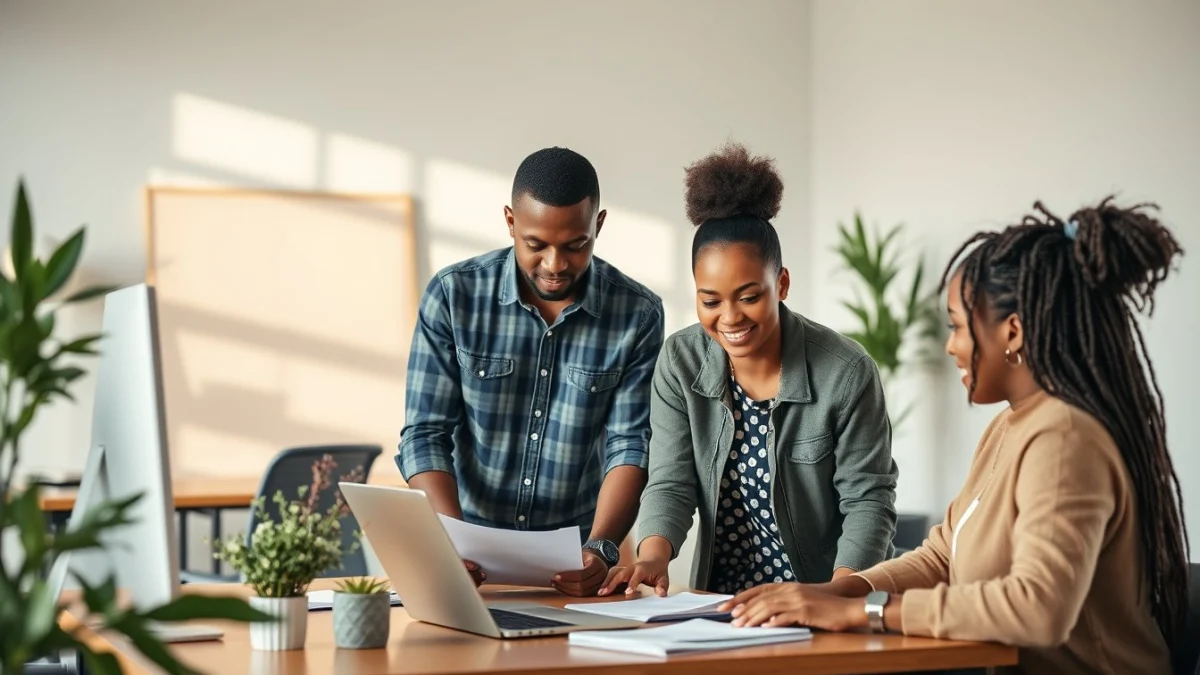 Person learning setting clear achievable marketing goals in a modern educational setting