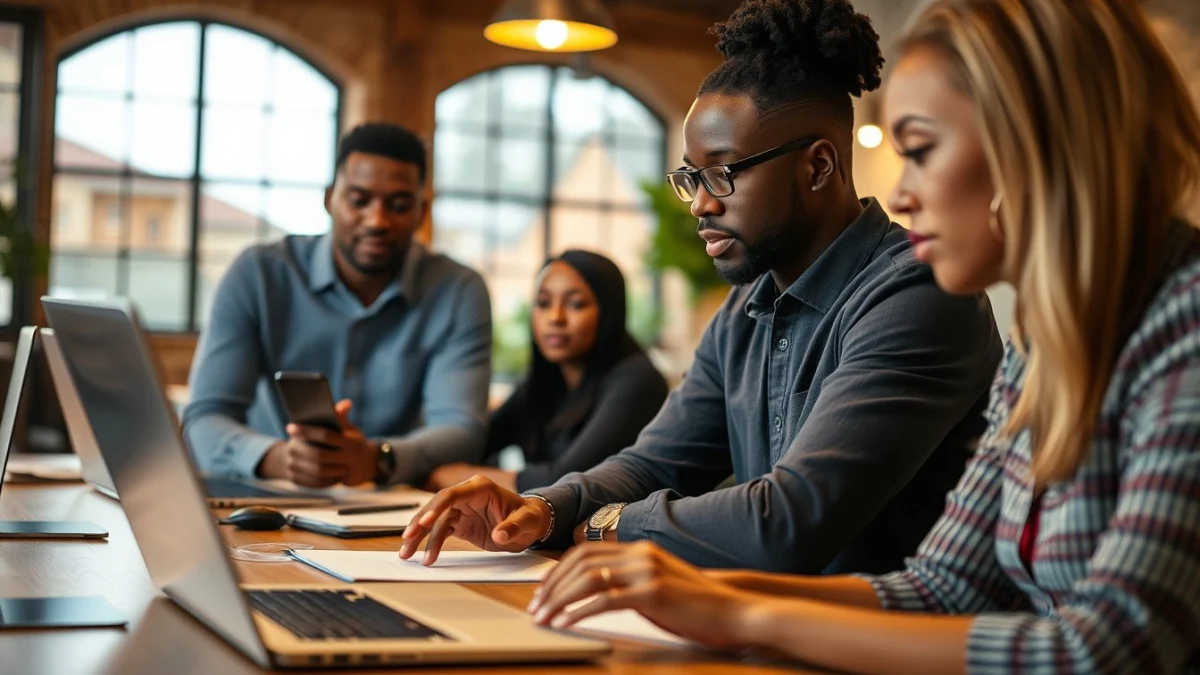 Person learning setting clear marketing goals in a modern educational setting