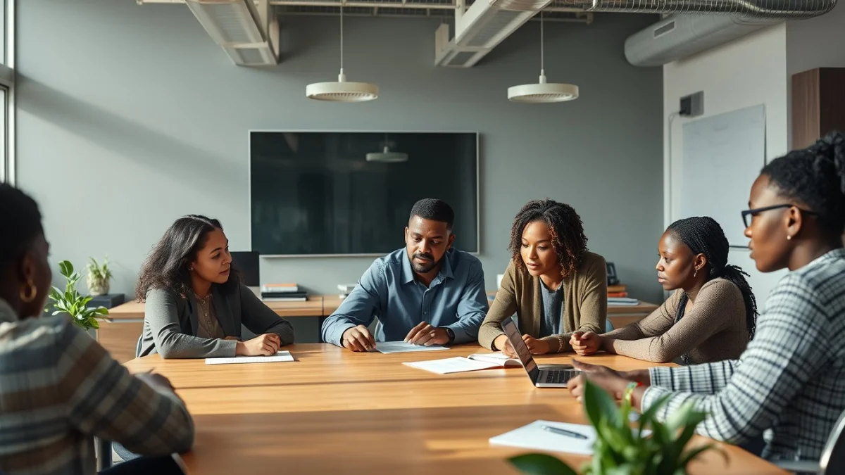 Person learning setting content marketing goals in a modern educational setting