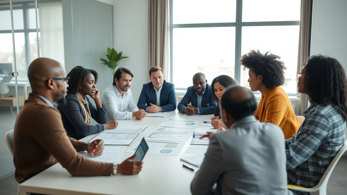 Person learning business skills in a clean modern workspace