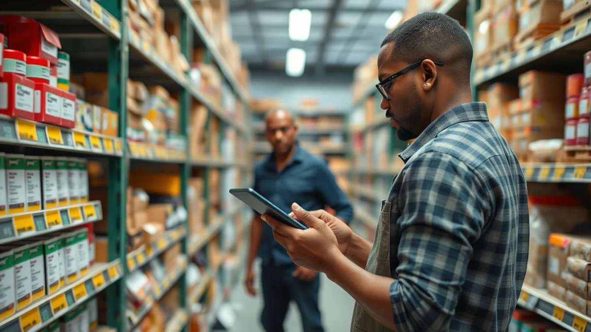 Person learning shelf labelling and stock rotation fifo lifo in a modern educational setting
