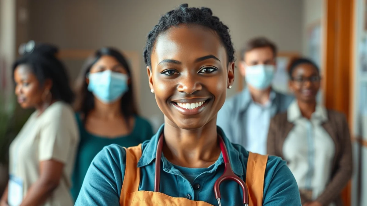 Learner studying caregiving skills in a professional training environment