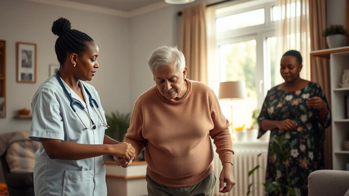 Learner studying caregiving skills in a professional training environment