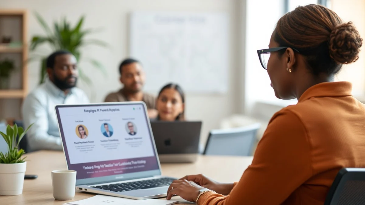 Person learning steps in the recruitment process in a modern educational setting