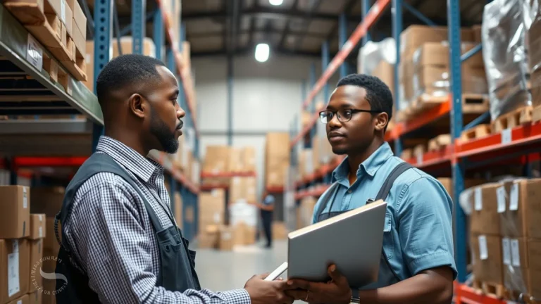 Person learning stock clerk career path in south africa in a modern educational setting