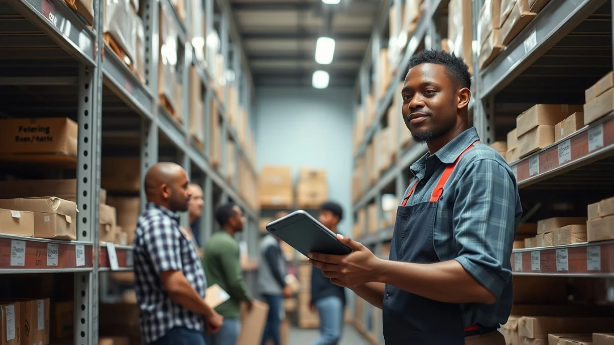 Person learning stock clerk skills employers are looking for in a modern educational setting