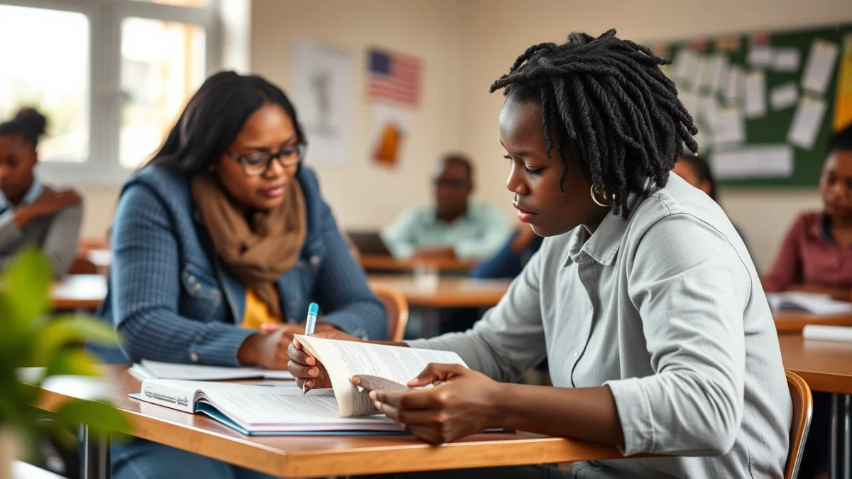 Learner studying caregiving skills in a professional training environment