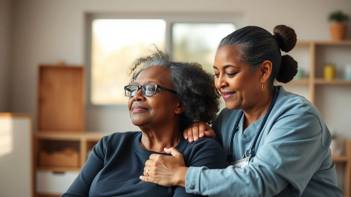 Learner studying caregiving skills in a professional training environment