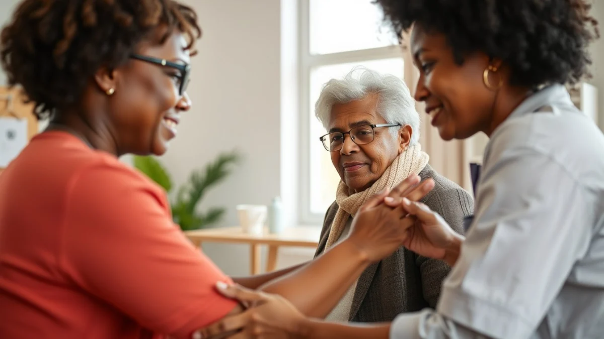 Learner studying caregiving skills in a professional training environment