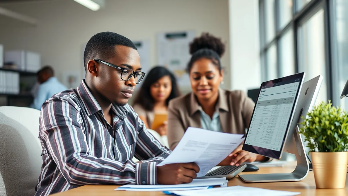 Person learning tax invoice requirements in south africa in a modern educational setting