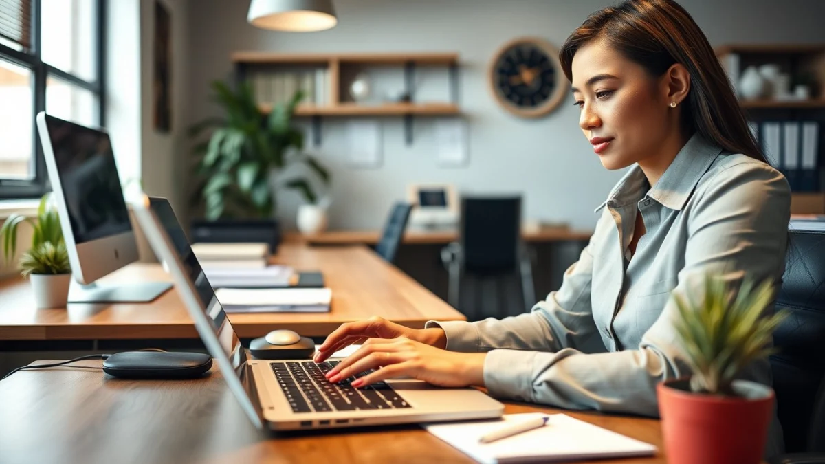 Professional learning office and administrative skills in a modern workspace
