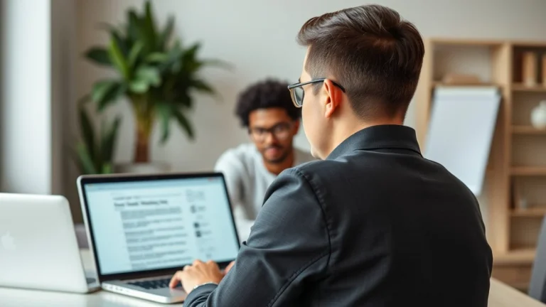 Person learning artificial intelligence skills on a laptop in a modern workspace