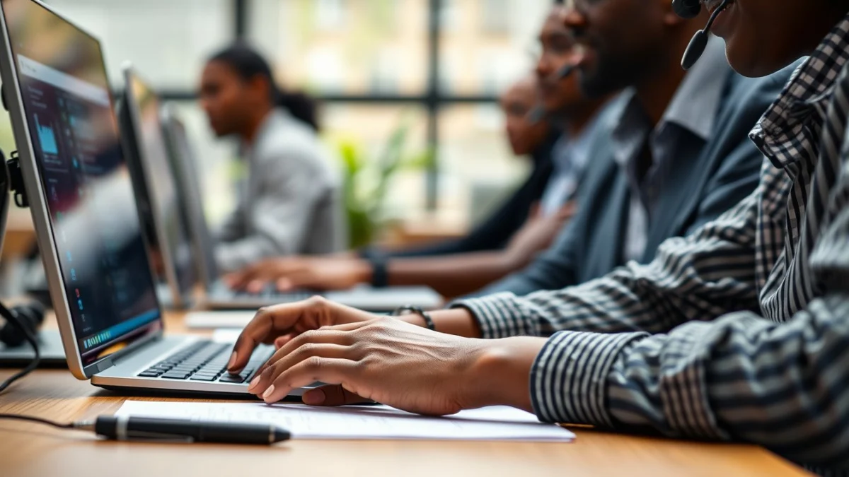 Person learning understanding basic networking concepts in a modern educational setting