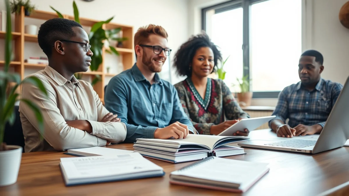 Person learning business skills in a clean modern workspace