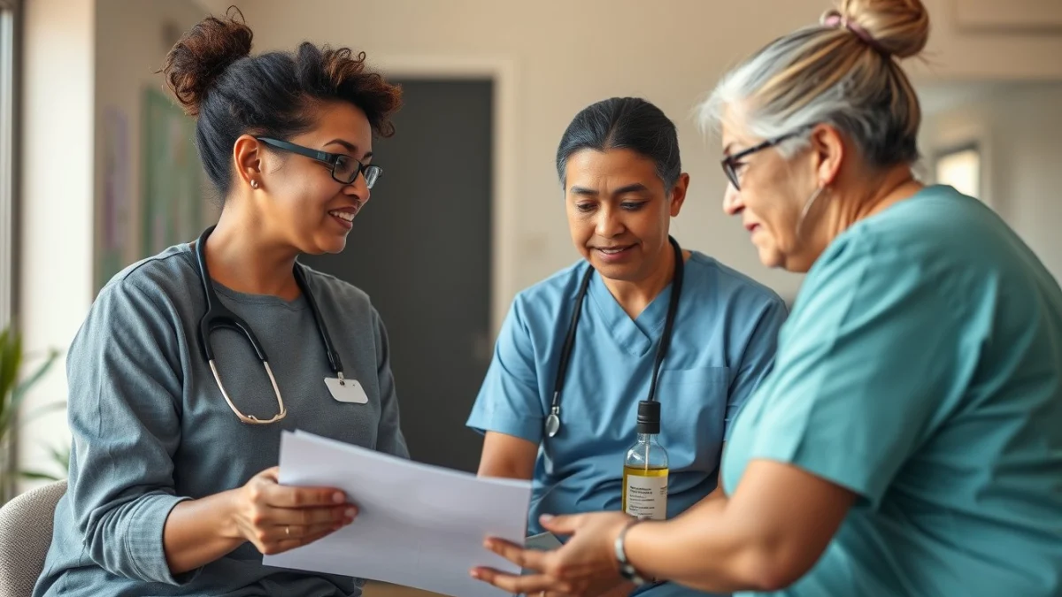 Learner studying caregiving skills in a professional training environment