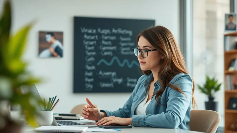 Person learning business skills in a clean modern workspace
