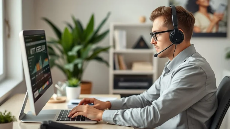 Person learning business skills in a clean modern workspace