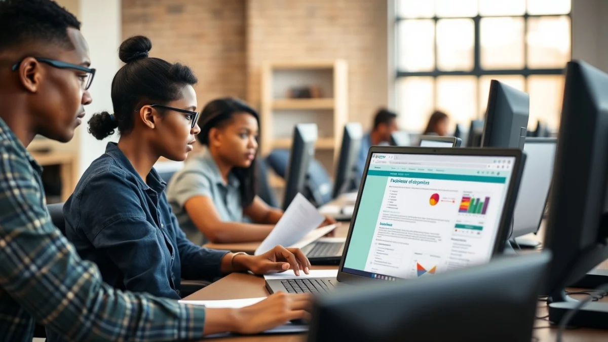 Professional learning office and administrative skills in a modern workspace