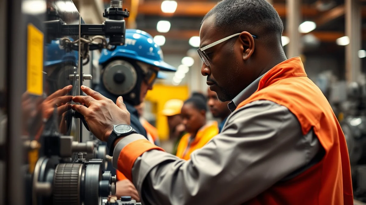 Person learning understanding quality control processes in the workplace in a modern educational setting