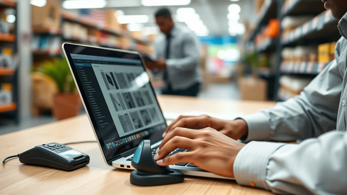 Person learning artificial intelligence skills on a laptop in a modern workspace