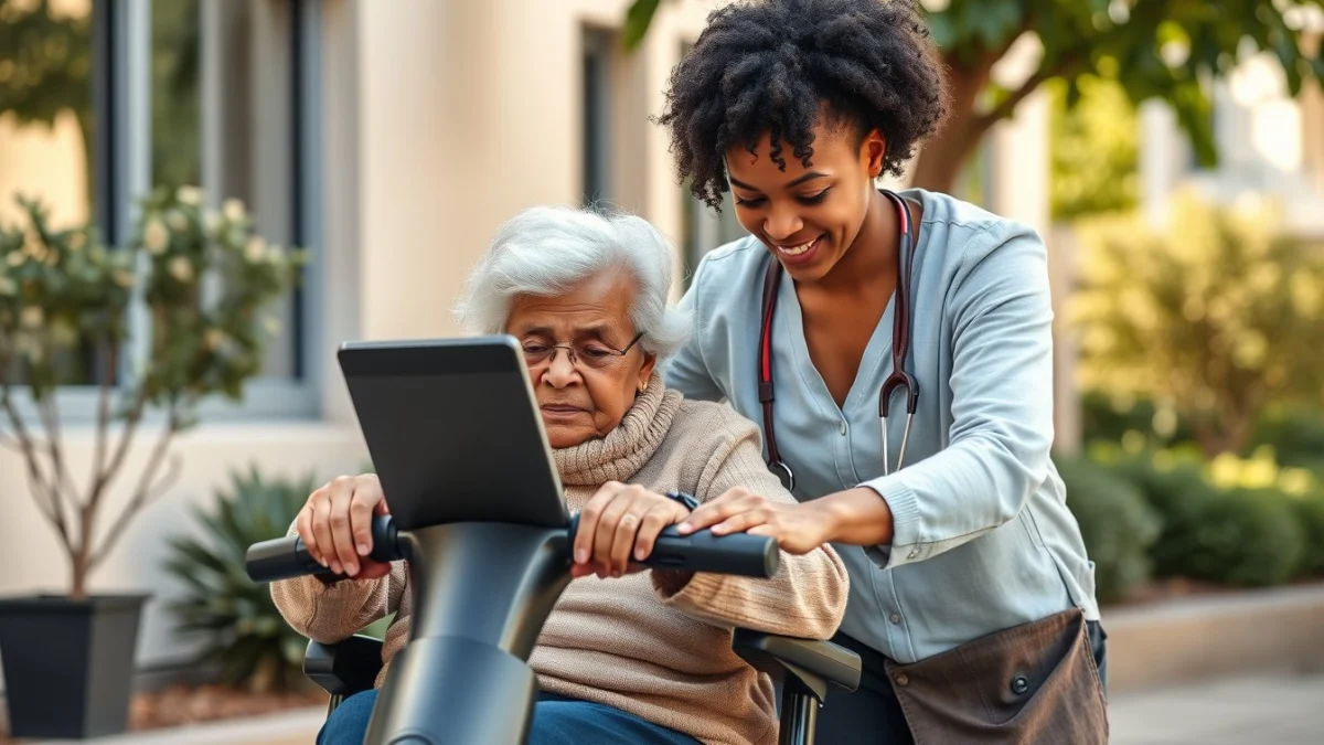 Learner studying caregiving skills in a professional training environment