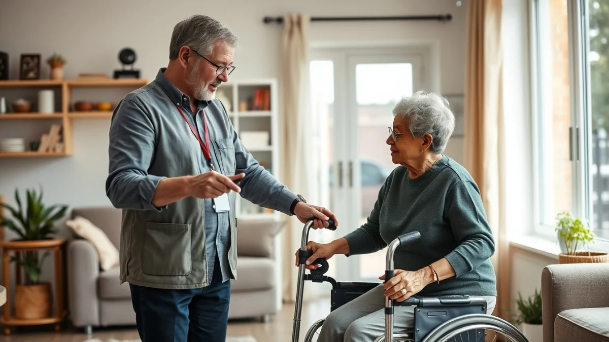Learner studying caregiving skills in a professional training environment