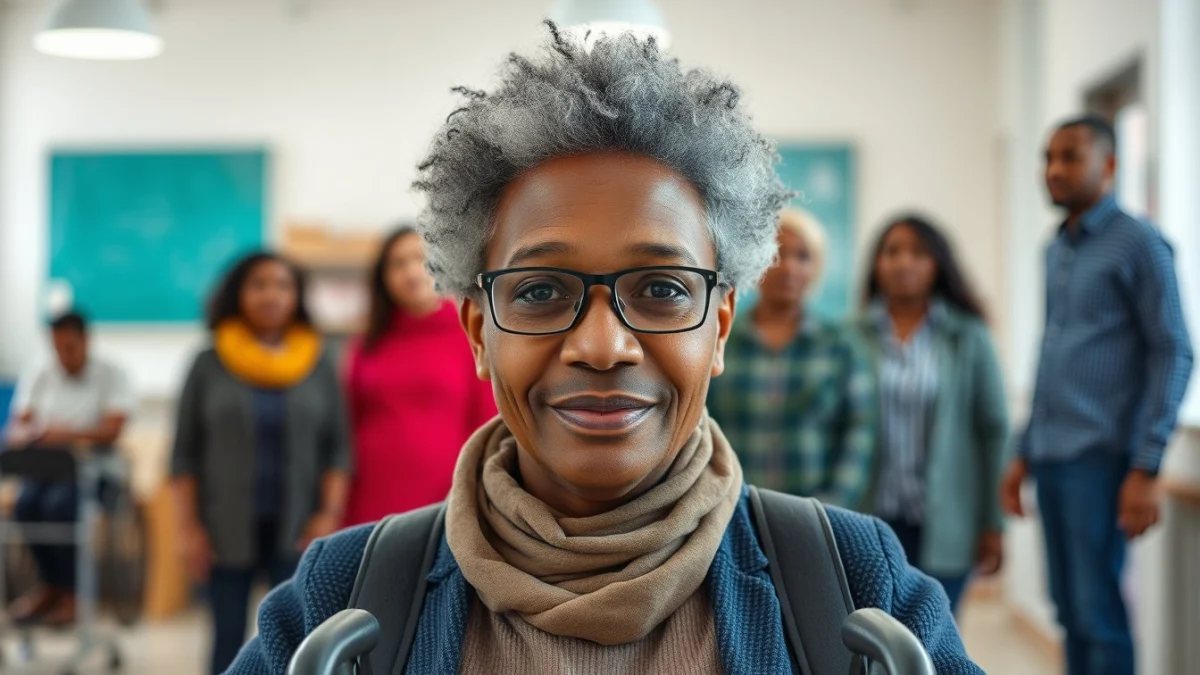 Learner studying caregiving skills in a professional training environment