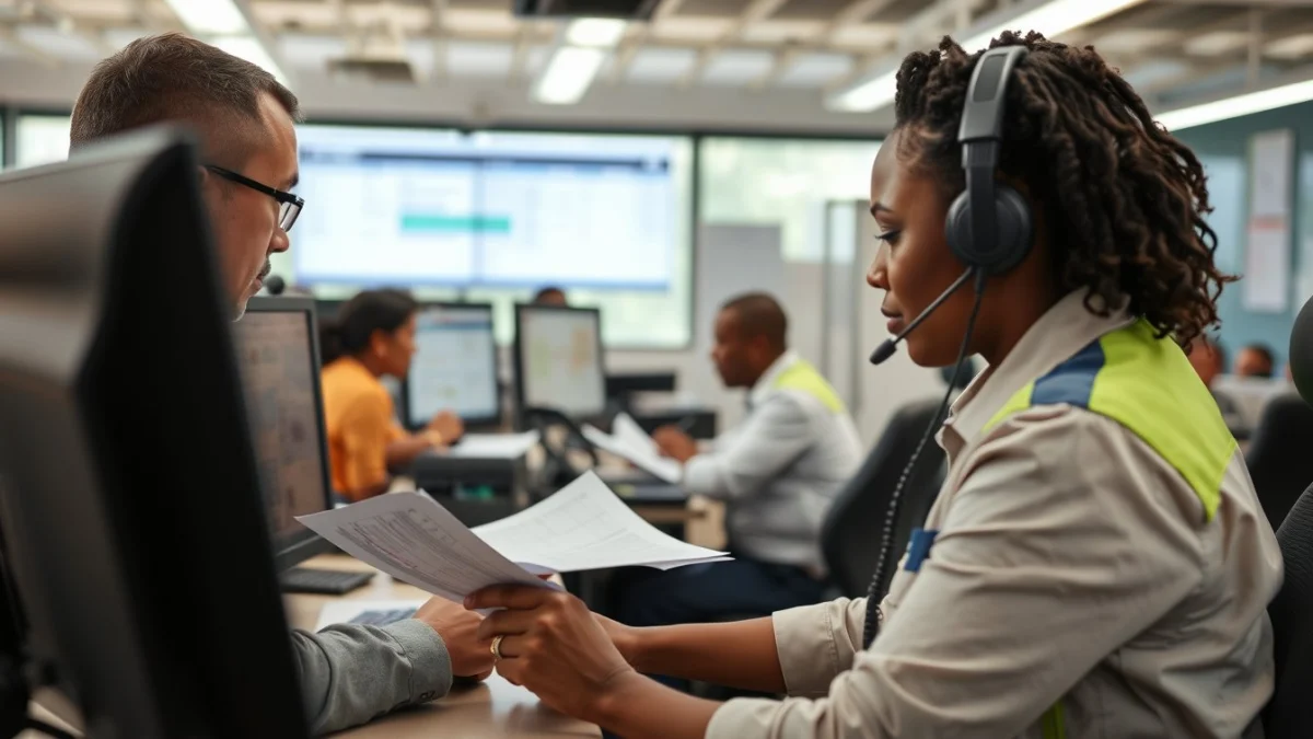 Person learning using phone and radio systems clearly in a modern educational setting