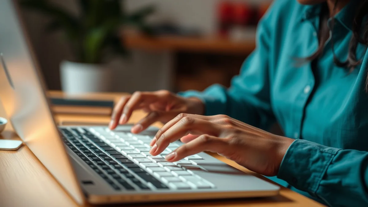Person learning using tools to boost productivity in a modern educational setting