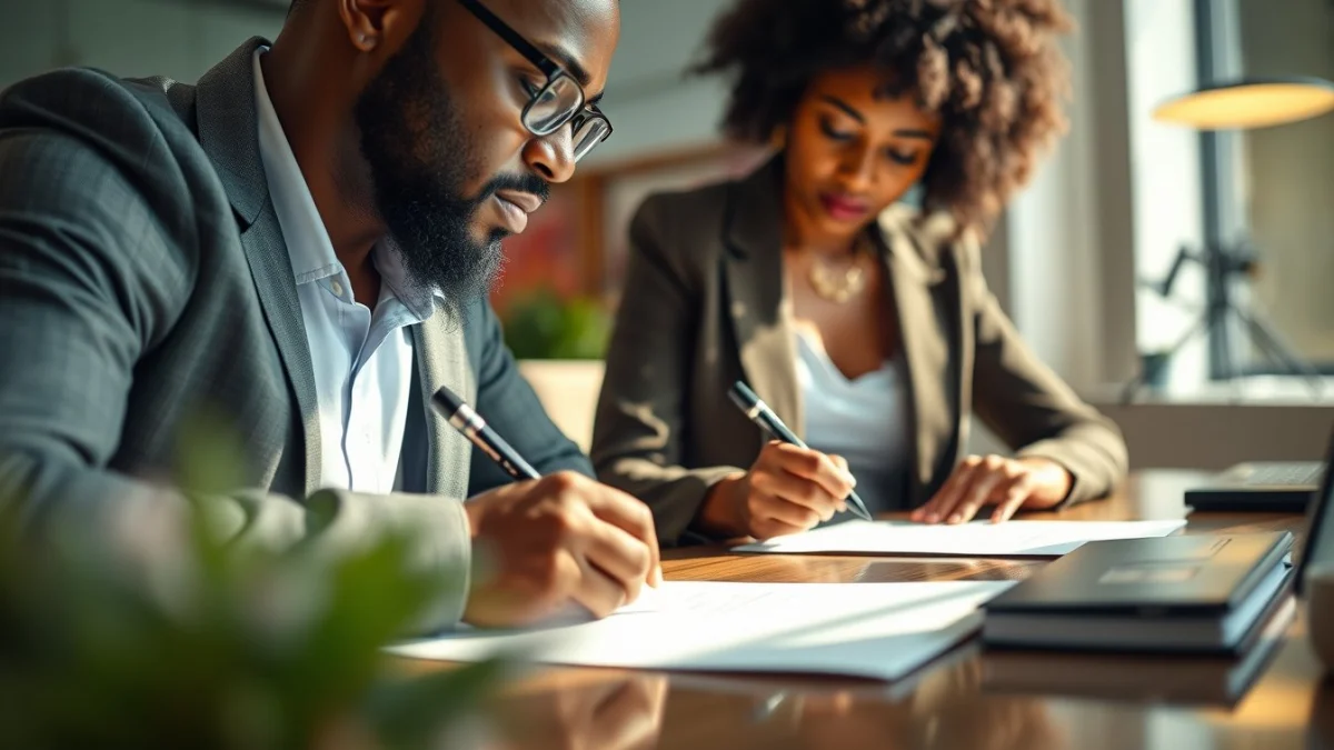 Person learning business skills in a clean modern workspace